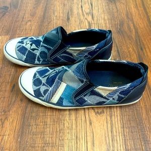 Vintage Coach Women Sneakers "chuck Taylor" 9.5 B Q338 Blue Beale Patchwork